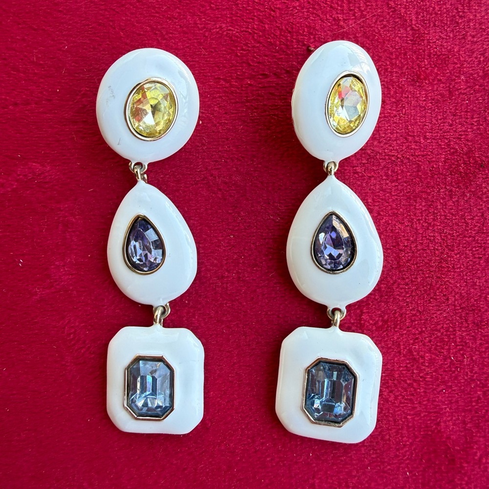 Resin Crystal Drop White Multi-Stone Drop Earrings- Women Jewelry, Anthropologic
